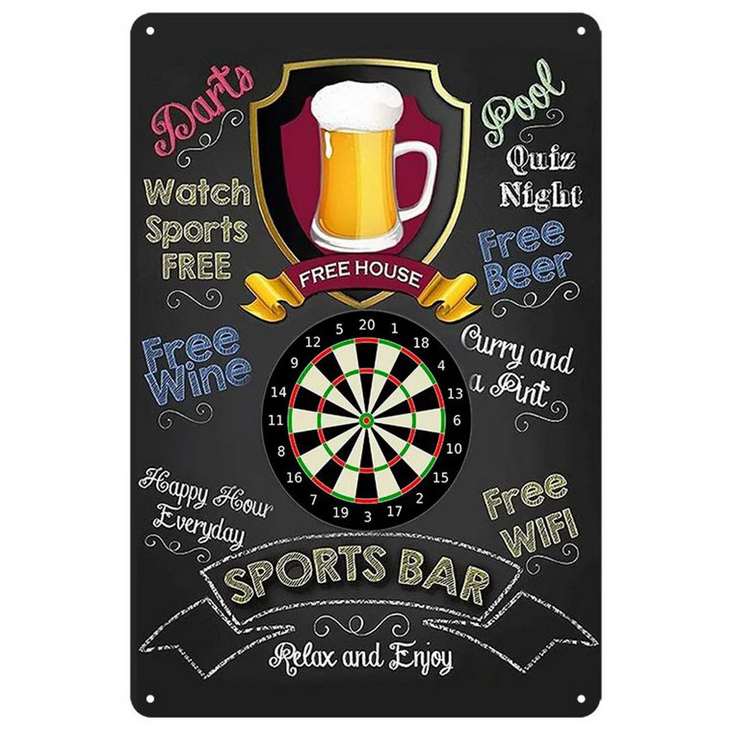 Vintage Darts & Beer Tin Sign, - Vintage Collectible Signs ulasan dan harga